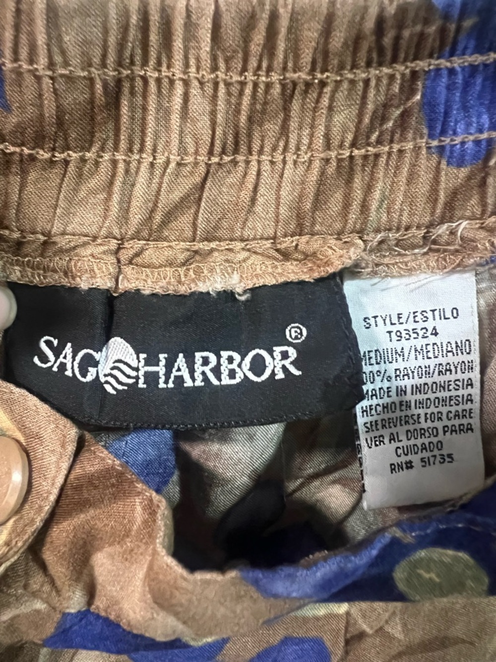 Vintage Sag Harbor Brown Maxi Skirt with Blue Floral Print - Picture 3 of 3